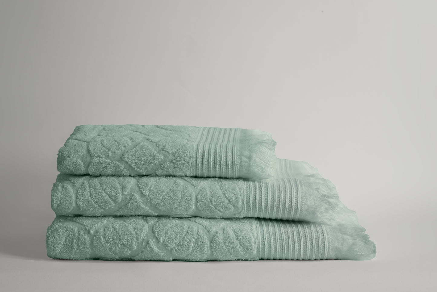 Mint Jacquard Fringes Towel