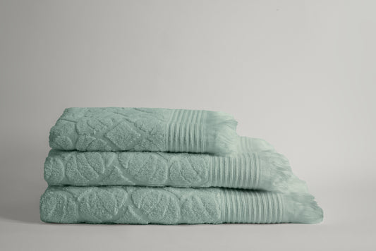 Mint Jacquard Fringes Towel