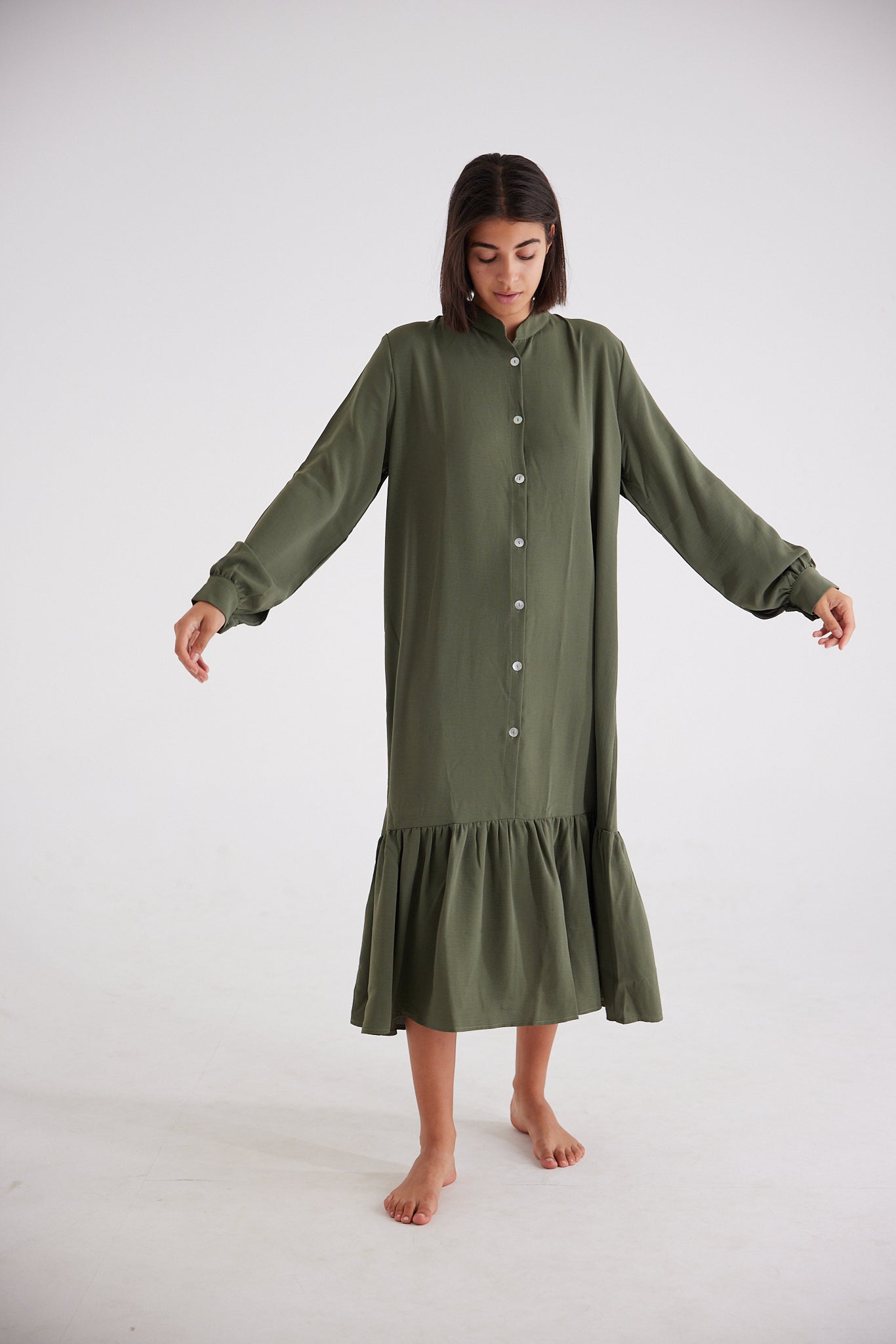 BIBI KHAKI full sleeve dress