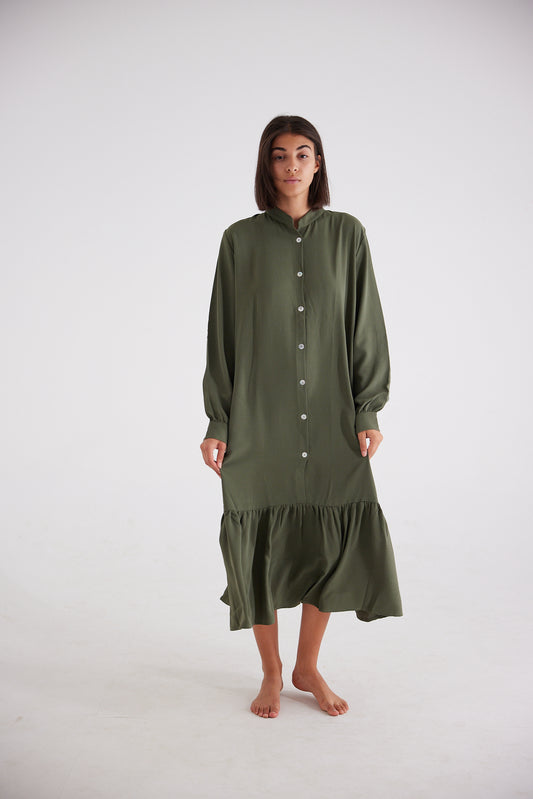 BIBI KHAKI full sleeve dress