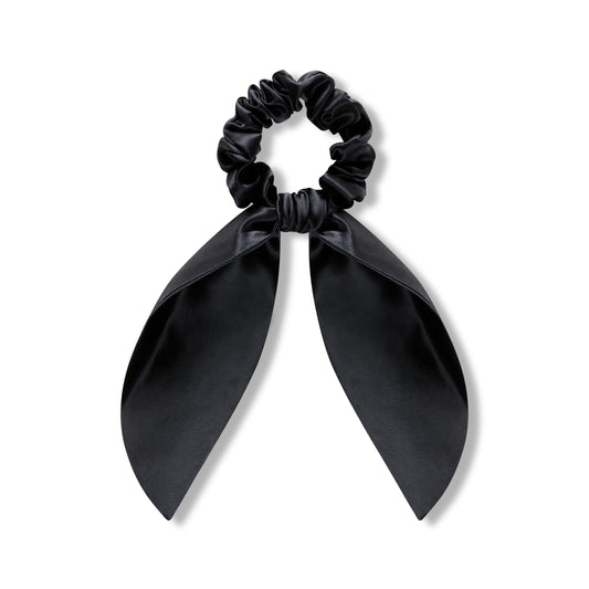 Bunny Black Silk Scrunchie