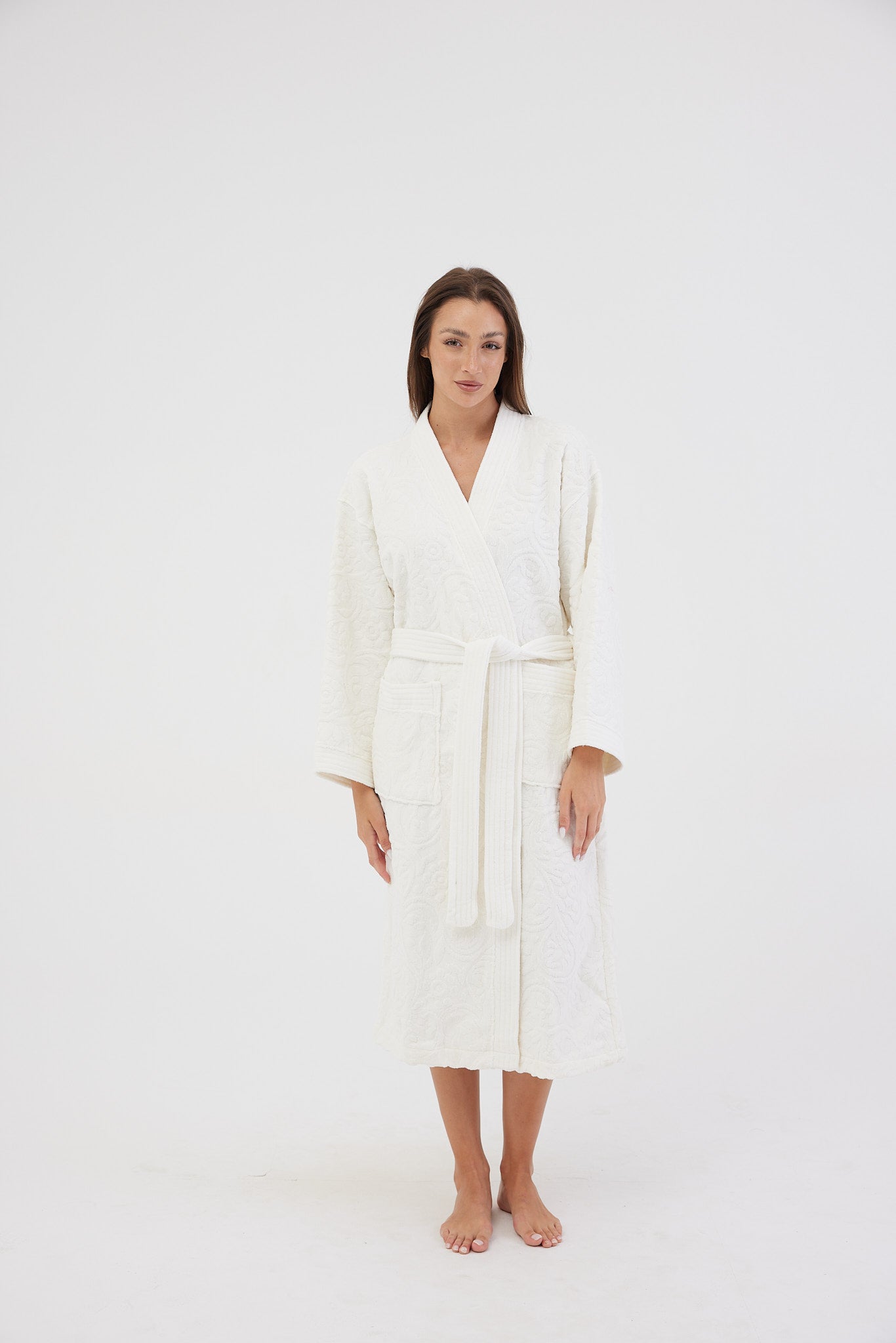 Off White Velvet Bathrobe