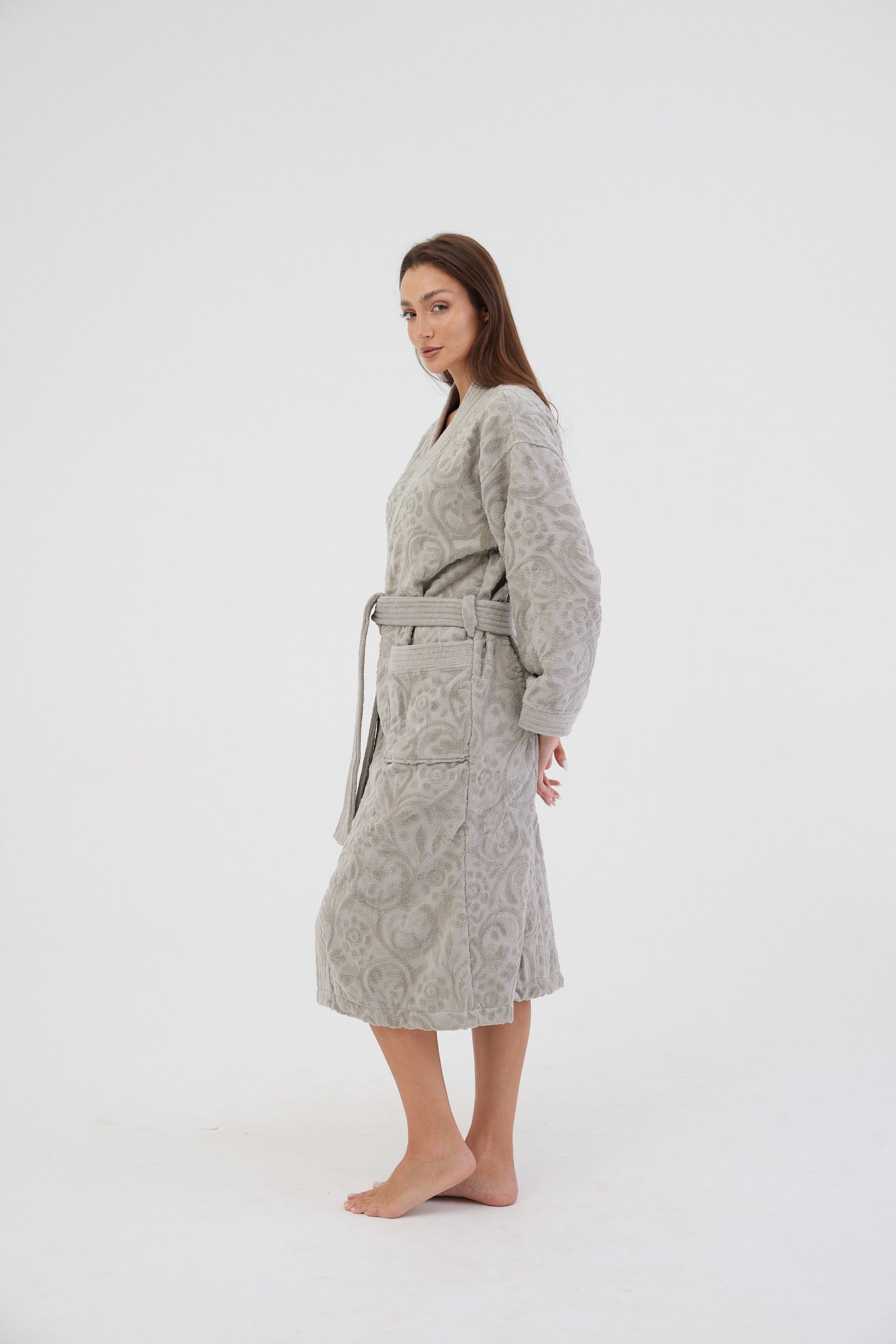 Grey Velvet Bathrobe