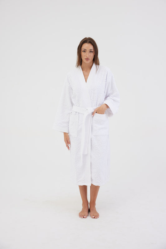 White Velvet Bathrobe