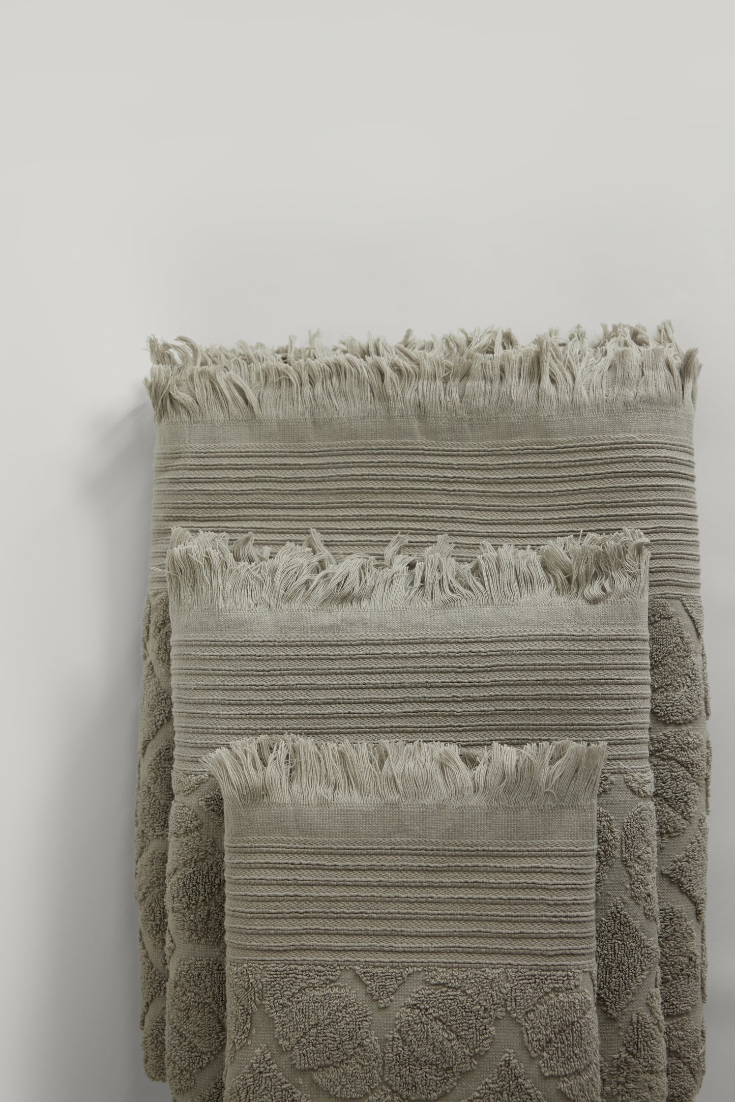 Grey Jacquard Fringes Towel