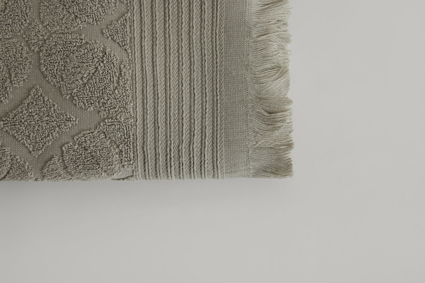 Grey Jacquard Fringes Towel